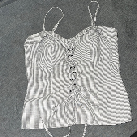 Leith striped lace up tank top - Picture 2 of 3